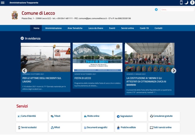 Online da questa mattina la nuova homepage del sito web del Comune di Lecco