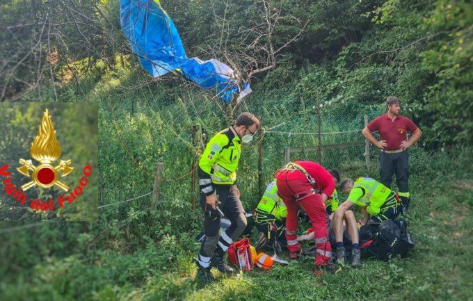 55enne si schianta con il parapendio: paura in Valle