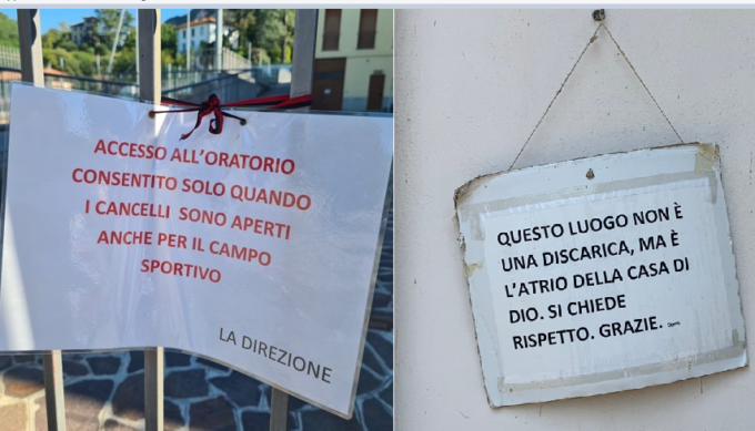 Giovani  (ma non solo) scavalcano ed entrano nell’Oratorio chiuso… appello per tenerlo aperto