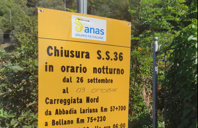 Ispezioni nella galleria Fiumelatte: attenzione alle chiusure della Statale 36