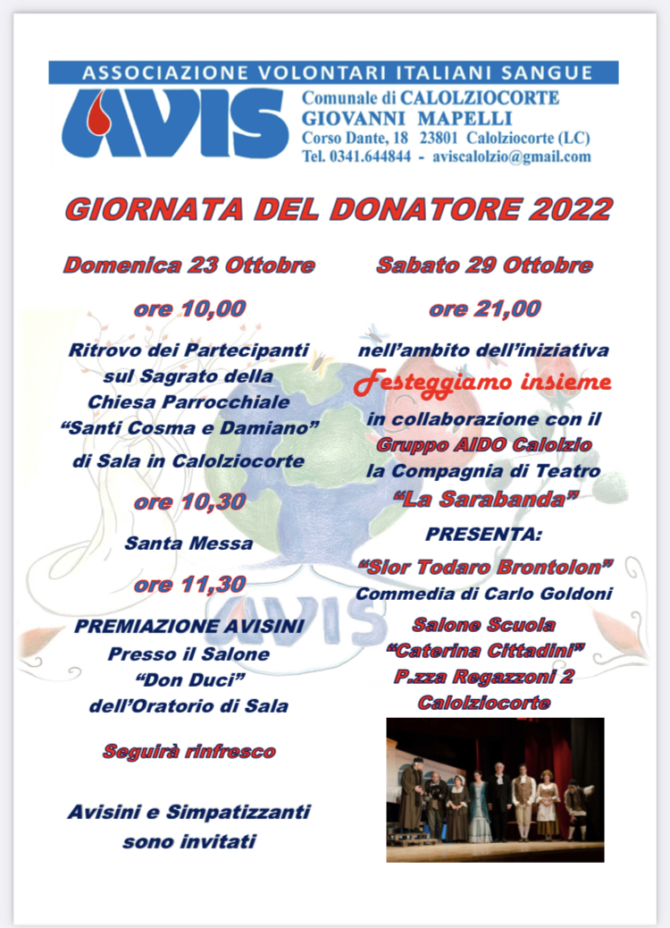 GIORNATA DEL DONATORE 2022 LOCANDINA