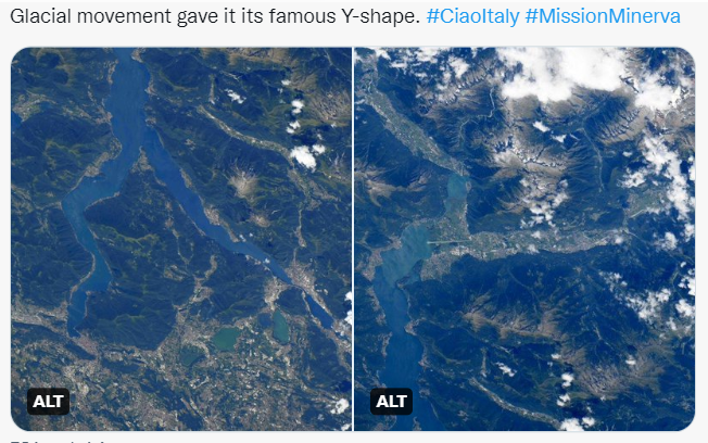 La magia del Lago di Como immortalato dallo spazio da Samantha Cristoforetti