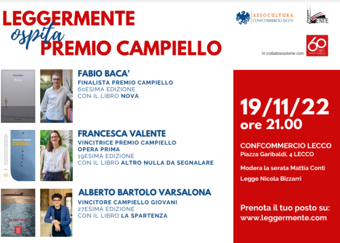 Leggeremente ospita il Premio Campiello: serata  il 19 novembre