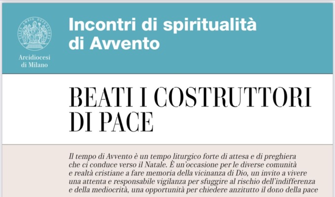 “Beati i costruttori di pace”, un incontro spirituale per l’Avvento