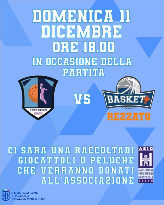 Lecco Basket Women in campo per l’Abio: peluche  e giochi per i bambini