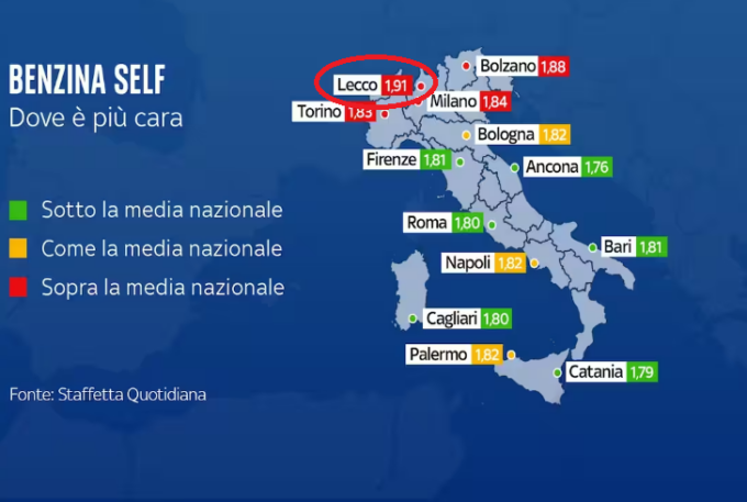 A Lecco la benzina più cara d’Italia