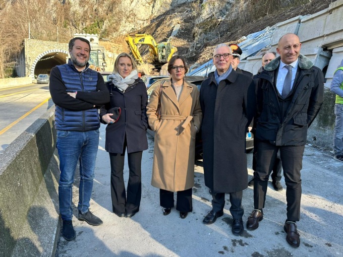 Riaperta la Lecco Ballabio dopo la frana, il video. Presente anche il Ministro Salvini