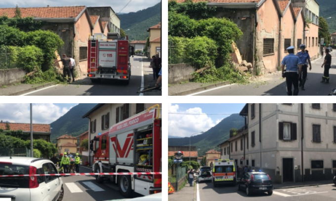 Malore in auto: si schianta contro uno stabile e crolla il muro