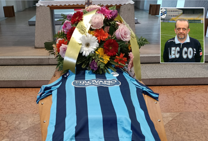 Addio Angelo Giudici, cuore bluceleste. Sulla bara la maglia del Lecco