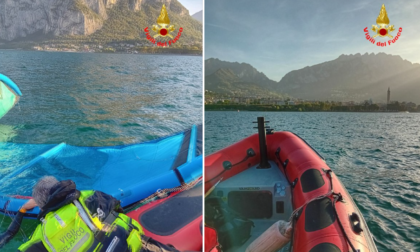 I Vigili del fuoco salvano tre kitesurfer in difficoltà nel lago