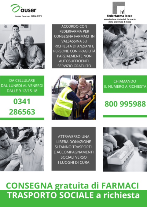 Auser e Federfarma in aiuto agli anziani della Valsassina