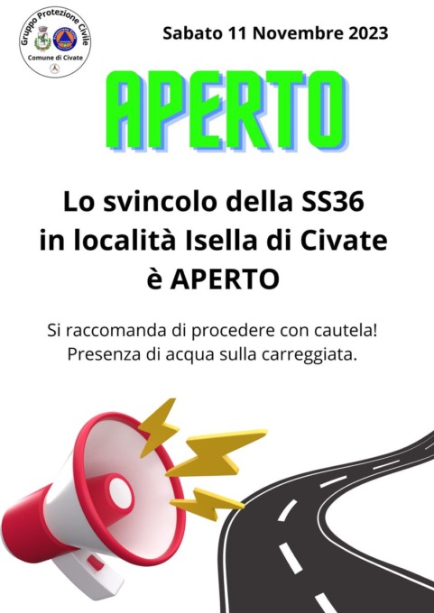 Svincolo della SS36 ad Isella di Civate riaperto dopo l’allagamento