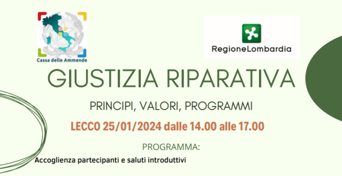 Lecco, un percorso sul tema della giustizia riparativa