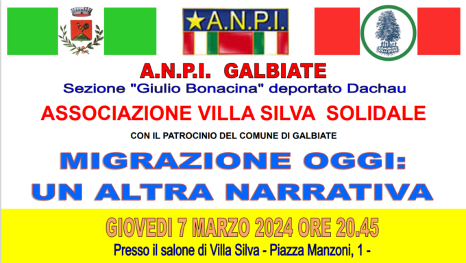 “Migrazione oggi: un’altra narrativa”. Anpi Galbiate organizza 2 incontri sul tema