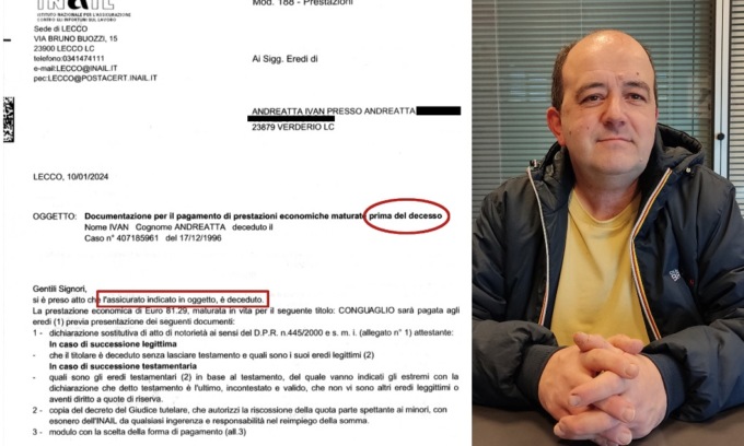Lui è vivo e vegeto… ma per l’Inail è morto