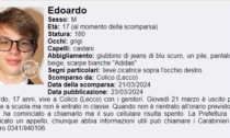 Edoardo Galli, 17enne scomparso a Colico, avvistato sul Monte Suchello a Costa Serina