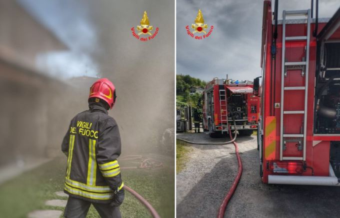 A fuoco il tetto di una casa: maxi mobilitazione dei Vigili del fuoco
