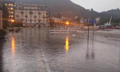 Lago esondato a Como, frana sulla Statale Regina