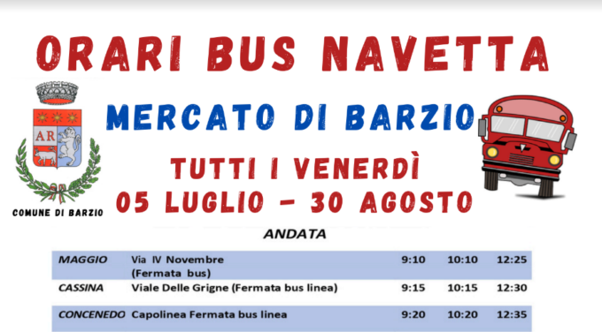 Barzio, da domani un bus navetta gratuito per raggiungere il mercato