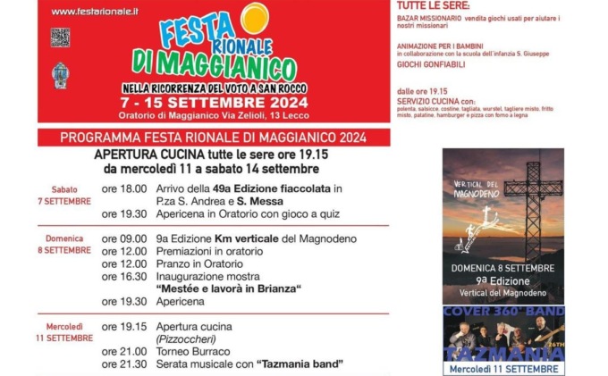 In arrivo la Festa rionale di Maggianico dal 7 al 15 settembre