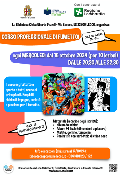 Corso gratuito di fumetto alla biblioteca civica di Lecco