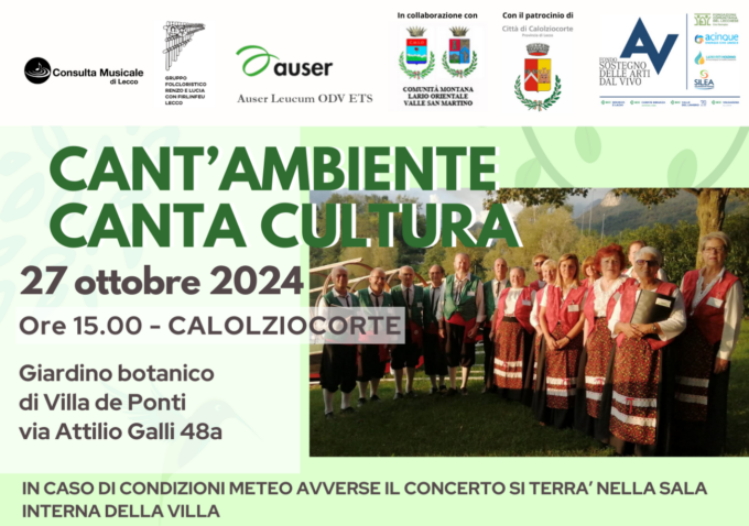 Coro Auser Leucum, domenica il concerto nel giardino di Villa de Ponti