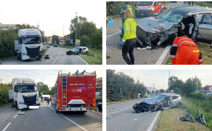 Frontale auto camion a Olginate: due feriti in condizioni serie