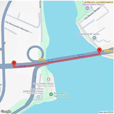 Quarto ponte, ci siamo: si posa il pilone centrale. Chiude una corsia della Statale 36