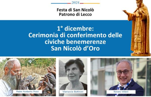 Lecco: l’1 dicembre la consegna delle Civiche Benemerenze 2024