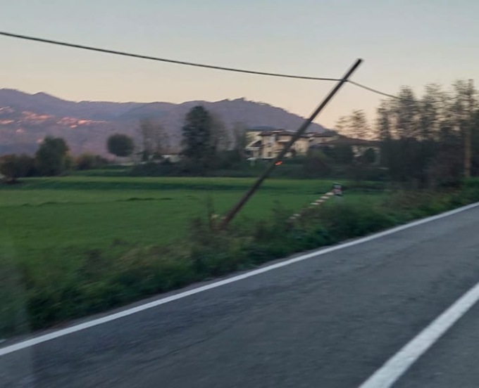 Palo pericolante da giorni lungo la Provinciale