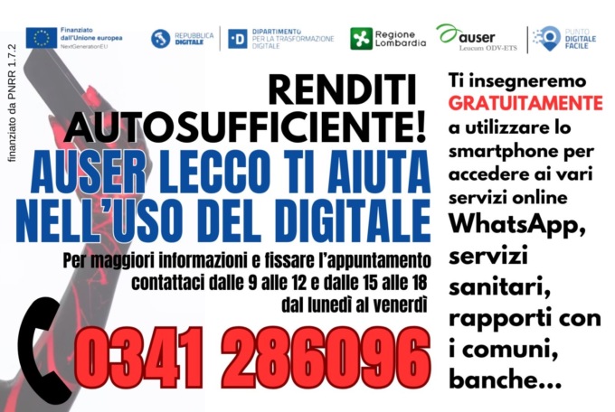 Auser Provinciale Lecco lancia gli sportelli di facilitazione digitale
