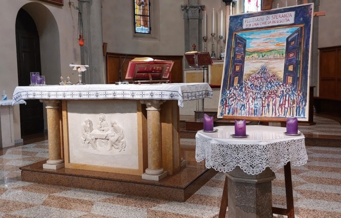 Per il Giubileo della Speranza il dipinto di Giudici esposto nella chiesa del Sacro Cuore di Bonacina