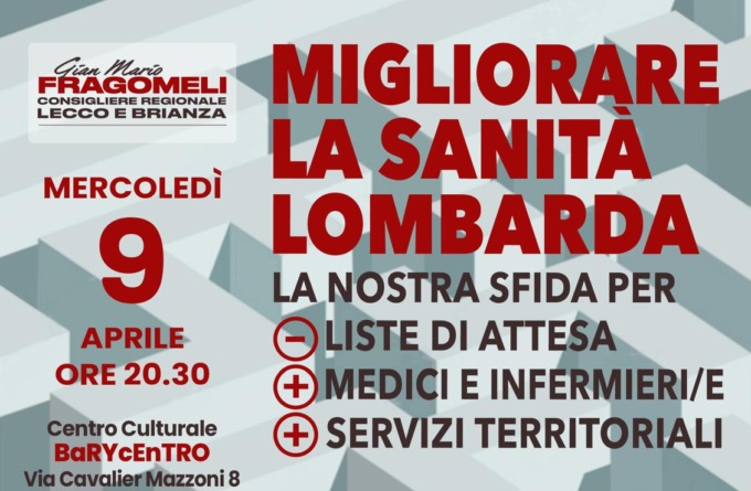 “Migliorare la sanità lombarda”: domani sera l’incontro a Costa Masnaga