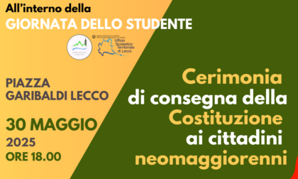 Lecco, il 30 maggio la consegna della Costituzione ai neo diciottenni