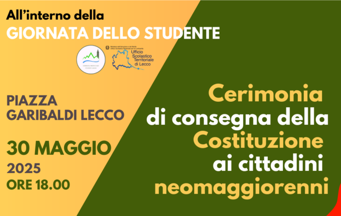 Lecco, il 30 maggio la consegna della Costituzione ai neo diciottenni