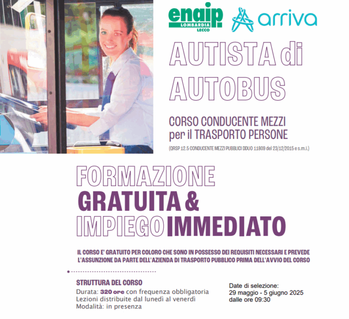 A Lecco torna l’Arriva Academy: formazione gratuita e assunzione garantita per diventare autisti
