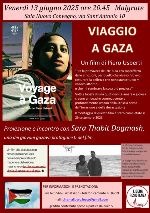 “Viaggio a Gaza”: una serata di testimonianza e resistenza a Malgrate