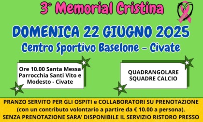 Civate, domenica 22 giugno il terzo Memorial Cristina