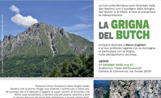 “La Grigna del Butch”: il 27 giugno la videoproiezione dedicata a Marco Anghileri