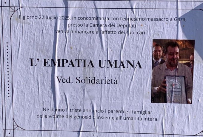 Manifesto funebre contro Matteo Salvini a Oggiono: dura condanna
