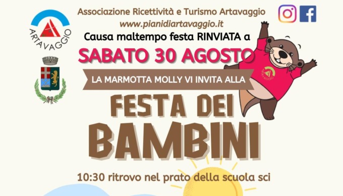 Artavaggio, rinviata al 30 agosto la “Festa dei bambini”