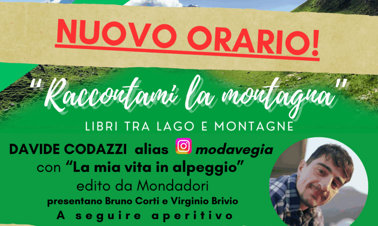 “Raccontami la montagna”, cambio orario per l’incontro con Davide Codazzi