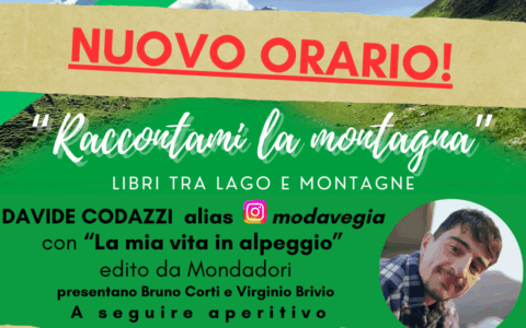 “Raccontami la montagna”, cambio orario per l’incontro con Davide Codazzi
