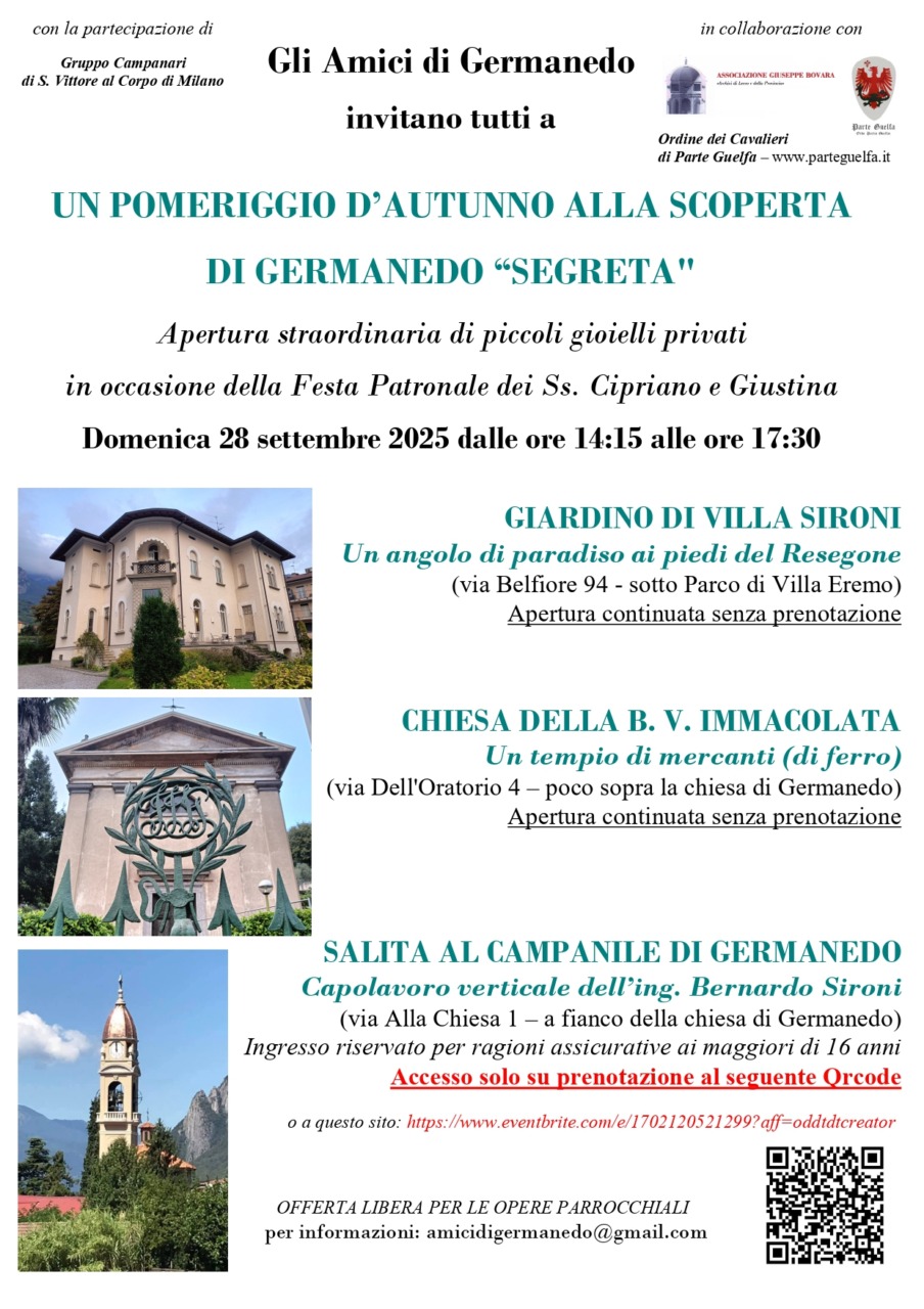 Alla scoperta della Germanedo “segreta”: domenica 28 settembre tre luoghi apriranno al pubblico