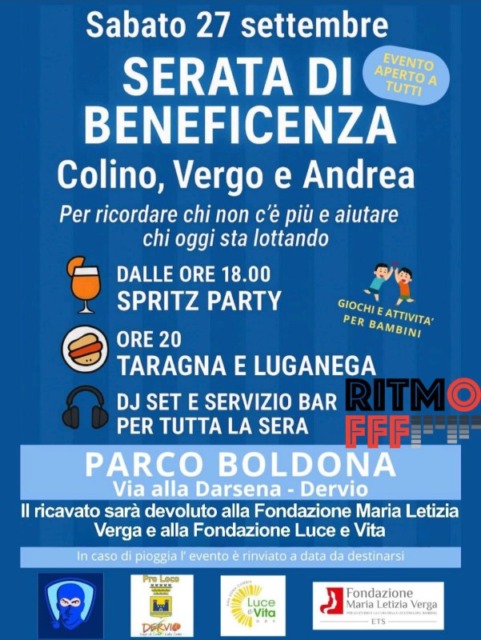 Una serata di beneficenza per ricordare Colino, Verga e Andrea