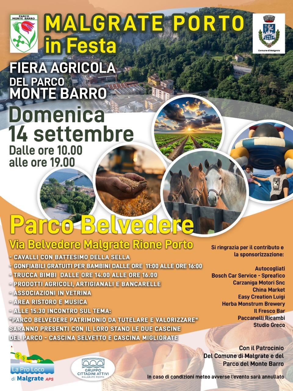 Tutto pronto per “Malgrate Porto in festa”: domenica 14 settembre al parco Belvedere