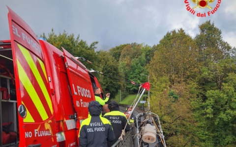 Valsassina: Vigili del fuoco in addestramento anche al ponte della Vittoria