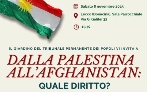 Dalla Palestina all’Afghanistan: quale diritto? L’8 novembre un incontro pubblico