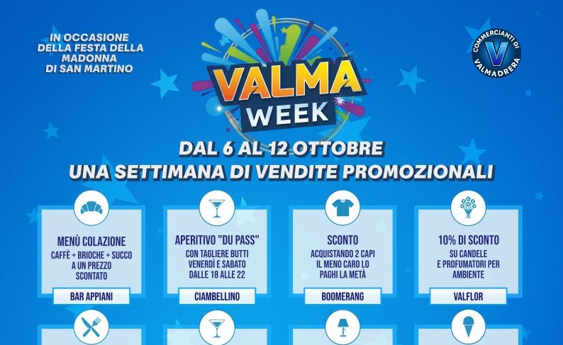 “Valma Week”: dal 6 al 12 ottobre un “black friday” per la festa della Madonna di S. Martino