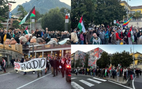 “Lecco lo sa da che parte stare, Palestina libera”, in 1000 al presidio davanti al liceo Grassi